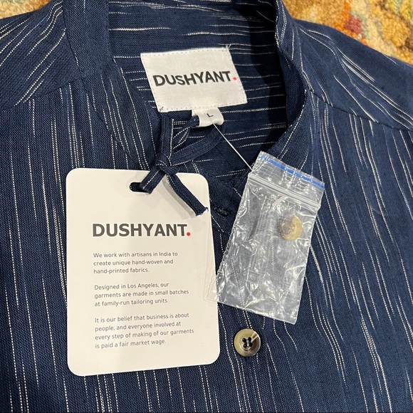 DUSHYANT The Paro Jumpsuit Blue Print Hand Woven Hand Print Size Large NWT - Picture 6 of 7